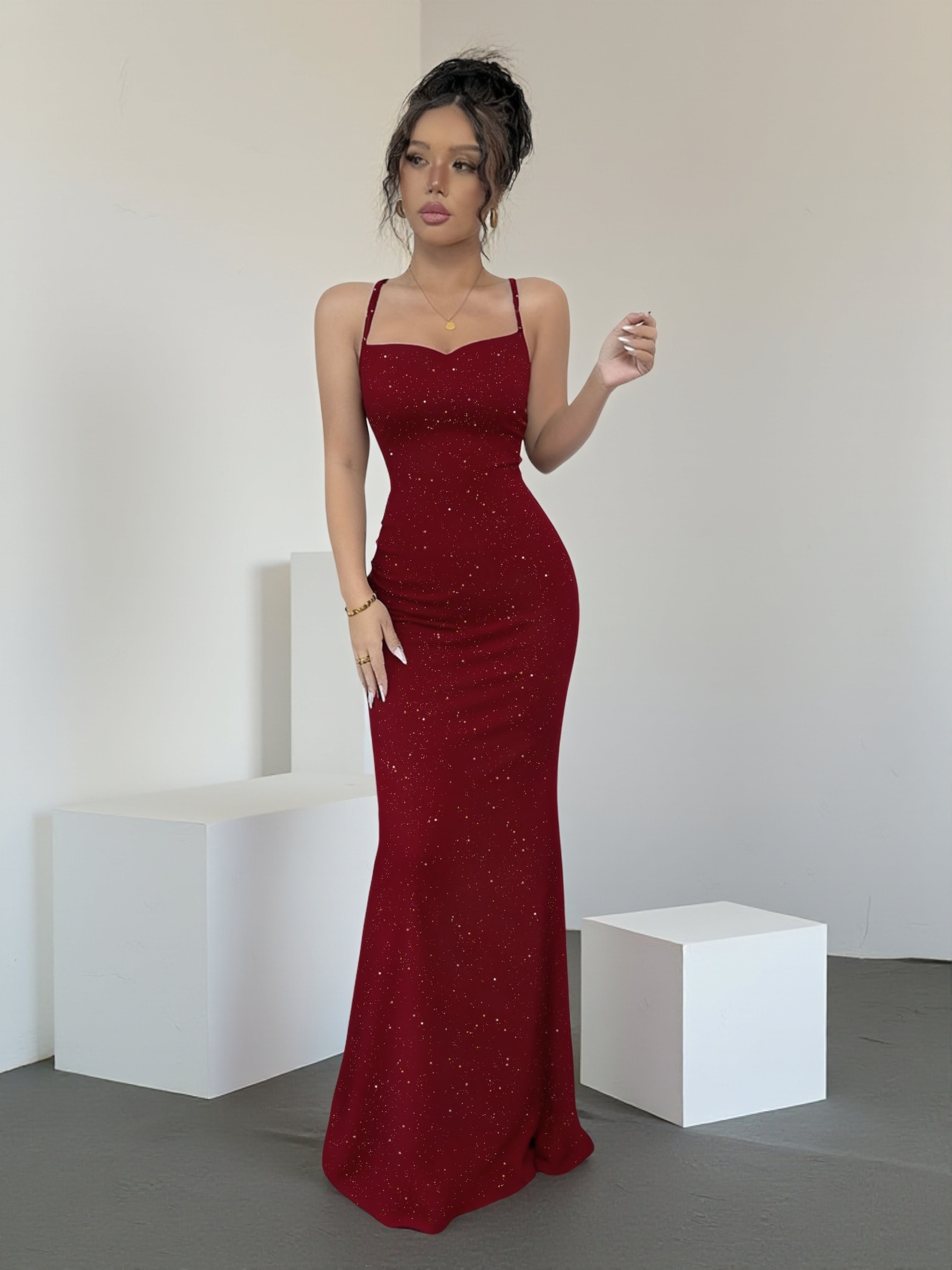slim fit dress slacks Amelia Couture Floral-Embroidered Mermaid Prom Dress Red / 14