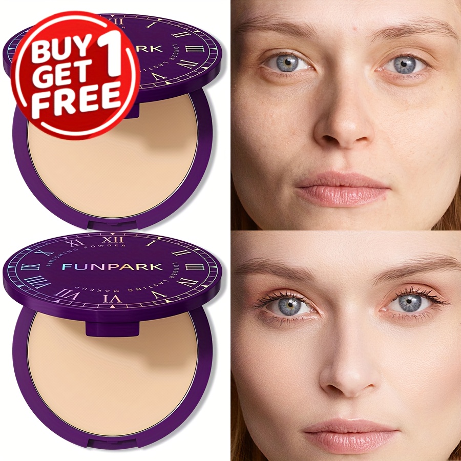 Image of 2pcs Waterproof Sweatproof Powder Lightweight Non-sticky Non-drying Foundation Facial Makeup Spring Summer Elegant Long-lasting Colors