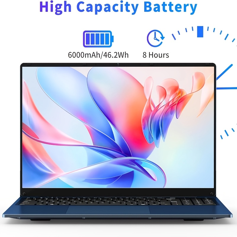 FUNYET 16-inch Gaming Laptop, 16GB RAM 1TB SSD, N150 Processor, FHD 1920 * 1200, 180 Open Angle, Backlit, BT4 WIFI5, Backlit Keyboard, Blue, Gray