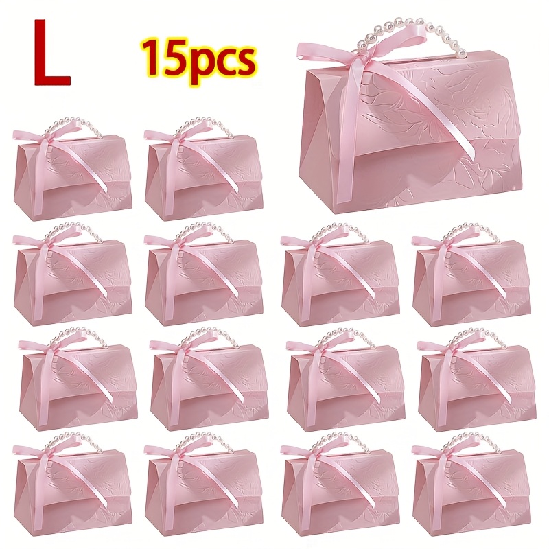 TEMU Gift For Her/him 15pcs Pink And -handle Gift Box Set - Fashionable Paper Gift Bags Elegant And Portable - Perfect For Valentine's Day, Weddings,