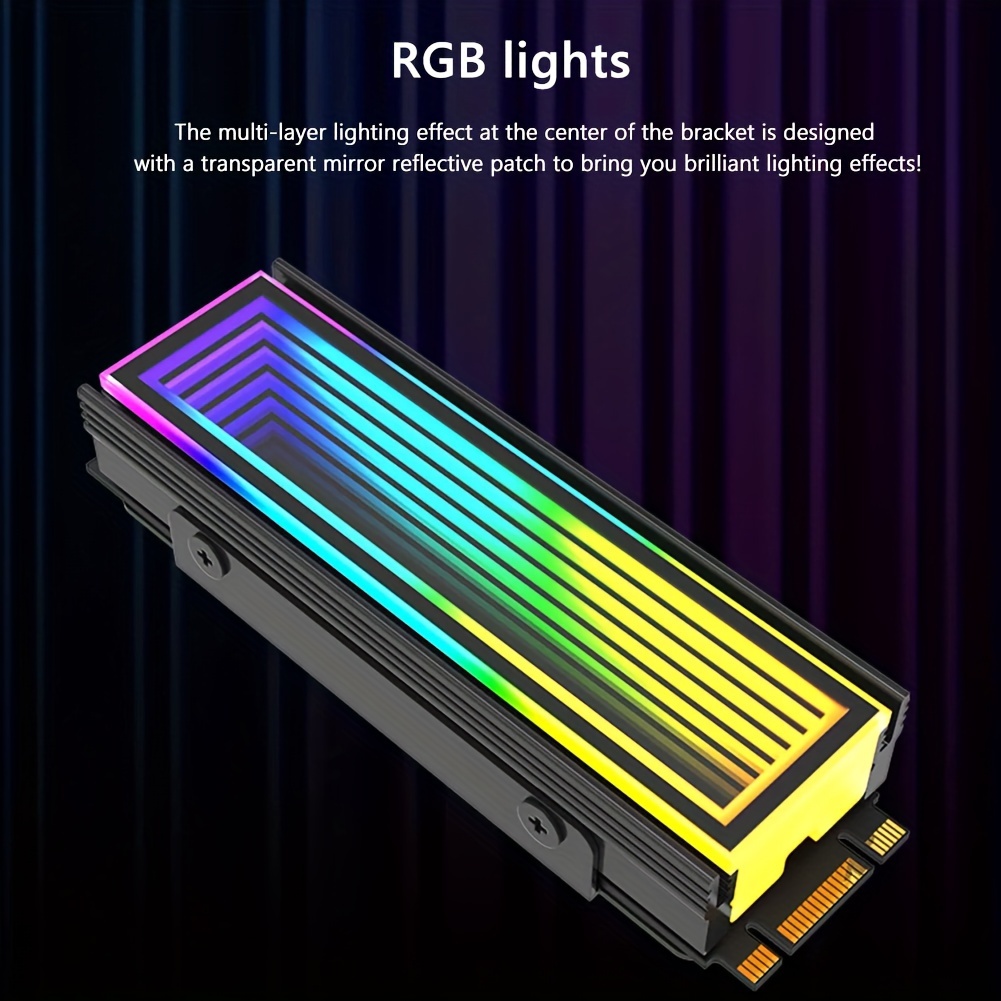 argb aura sync m 2   cooling vest aluminum heatsink for 2280 solid state drives rgb lighting   heat dissipation   for pc builds details 3