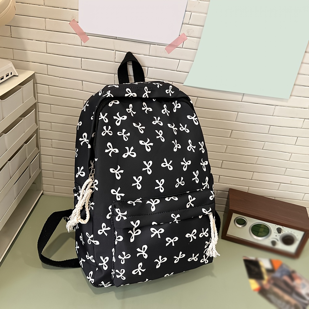 TEMU Bow Backpack For Women, New Four-season College Style Cute Backpack, Fashionable Casual Commuter Versatile Backpack