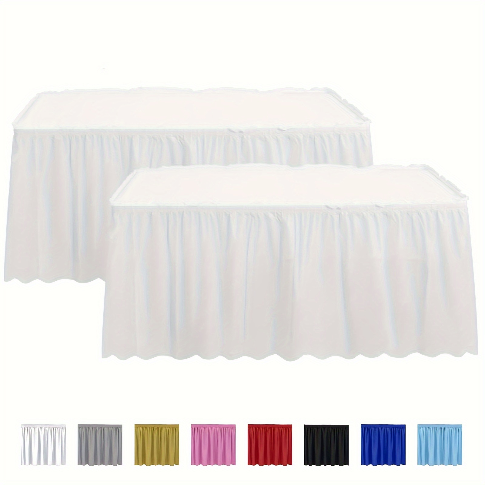 

Plastic Table Skirt, 29in X 14ft, Disposable And Reusable, Rectangle Table Cover For Parties, Weddings, Banquets, Birthday Decorations - Machine Made Weave, 100% Plastic Material