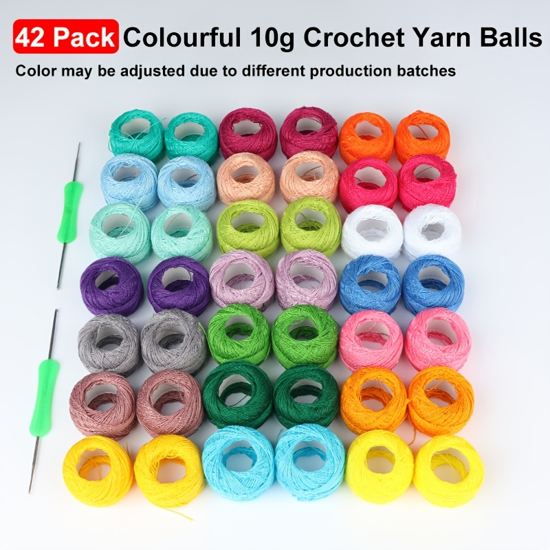 

42pcs Crochet Yarn Bundle - 10g Each, Soft Polyester , Knitting & Crochet Supplies For Diy Crafts And Amigurumi Projects