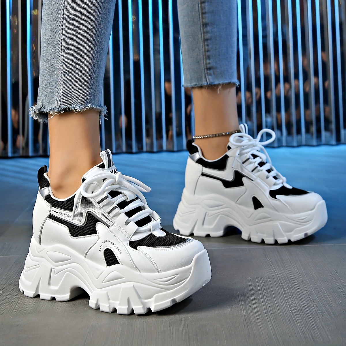 damen klobige turnschuhe leichte sportschuhe dicke sohle Temu