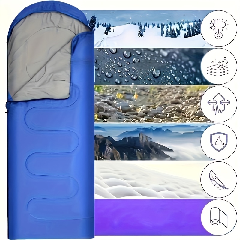 TEMU Outdoor Camping Sleeping Bag For Spring, Summer, Autumn And Winter Double Person Adult Envelope Baffle Sleeping Bag