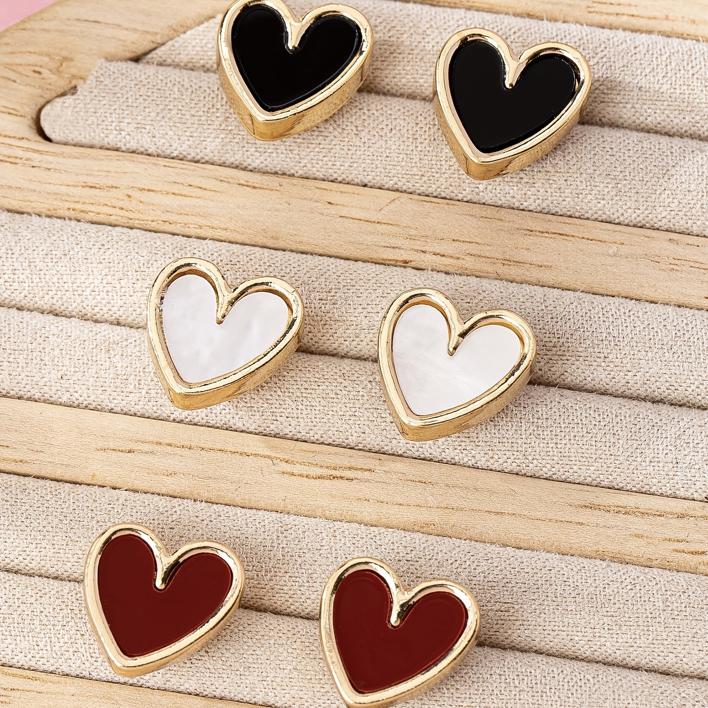 6pcs Colorful Leopard Print Mixed Heart Stud Earrings Set