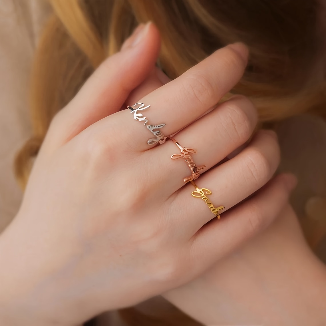 Personalized Couple's Dual Names Ring Stainless Steel Wedding Band