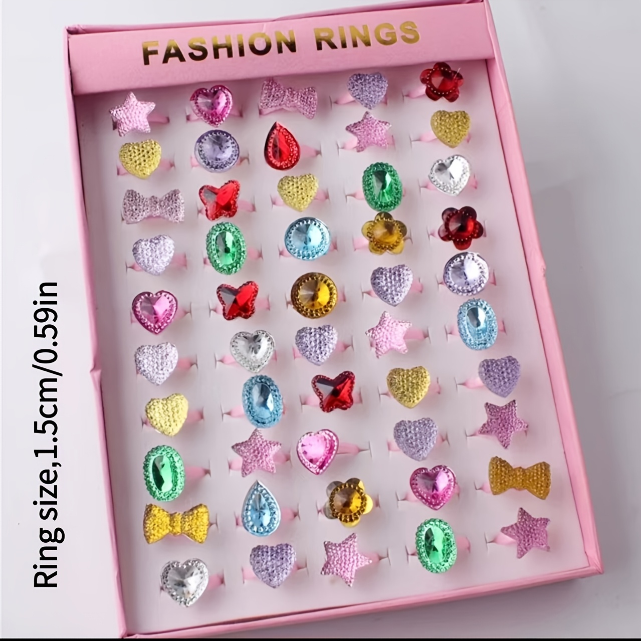 Image of 10/12/24/36/50pcs Set For Girls - Random Colorful Flash Resin Rings, Perfect For Parties & Gifts, Children's Holidays Gifts, Christmas And New Year Gifts (assorted Colors)