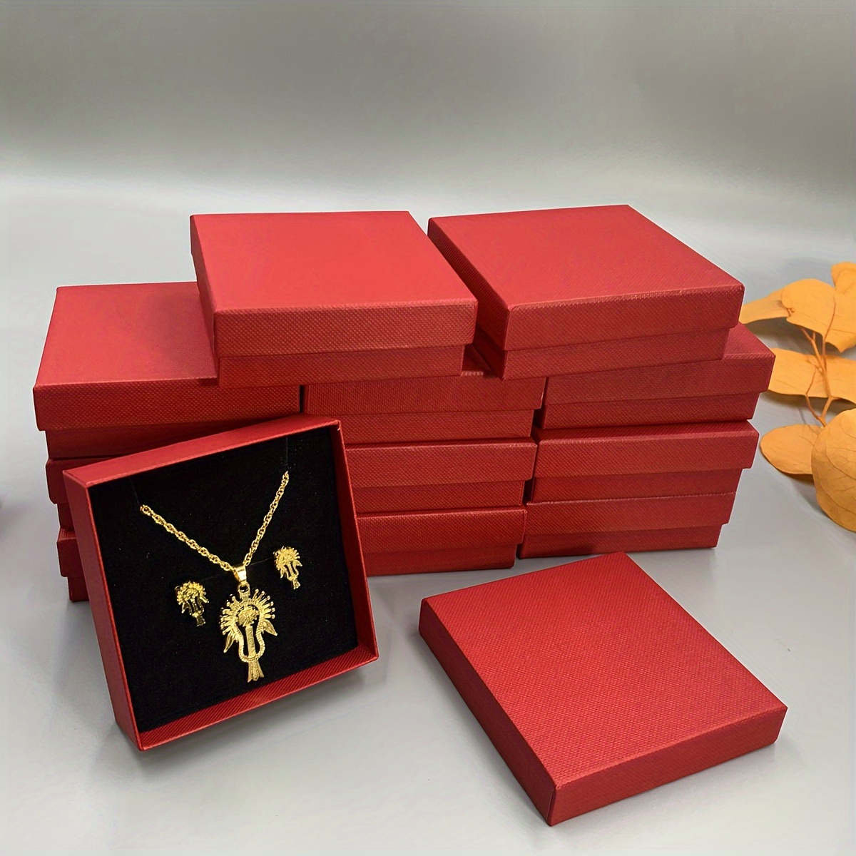 

12pcs Red Jewelry Gift Boxes With - Elegant Wedding & New Year Present Packaging, Shark Theme