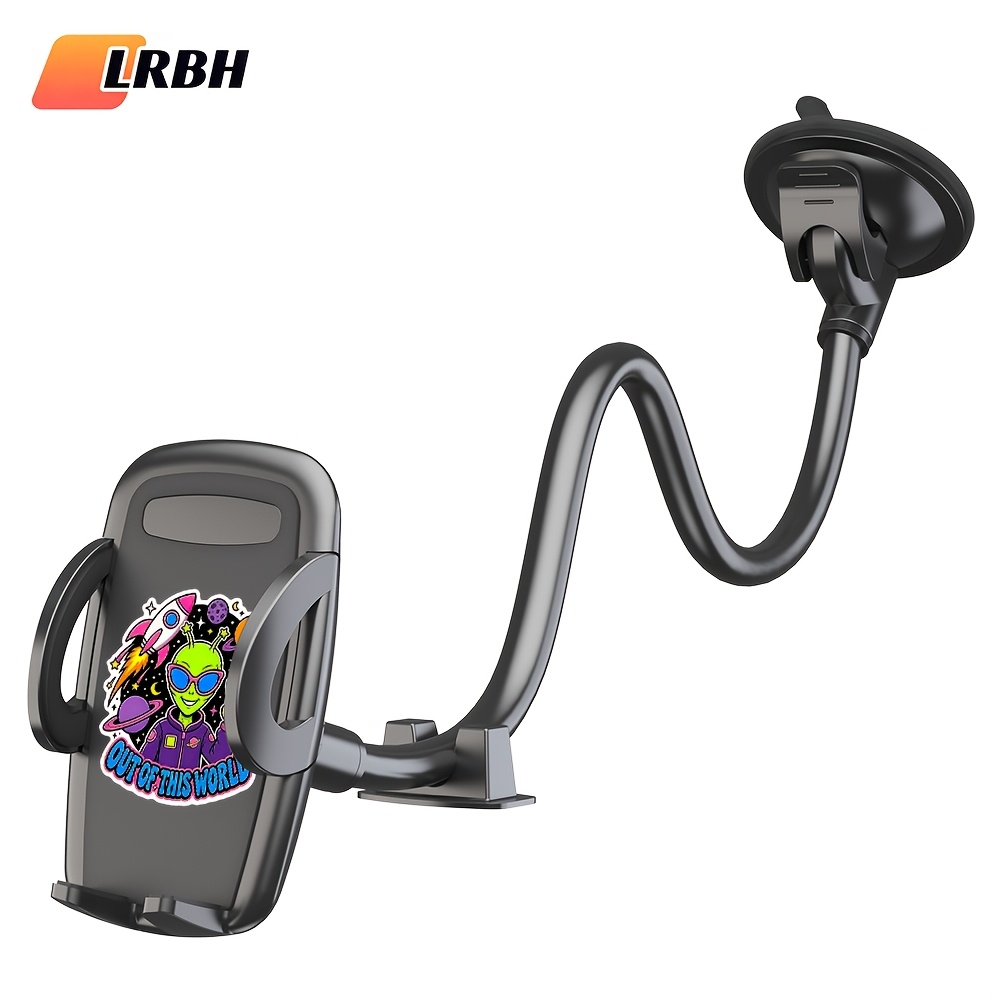 TEMU Lrbh Solid Car Truck Phone Mount Holder With 11.8-inch Gooseneck Long Arm, Mobile Holders With Industrial-strength Suction Cup, Anti-shake