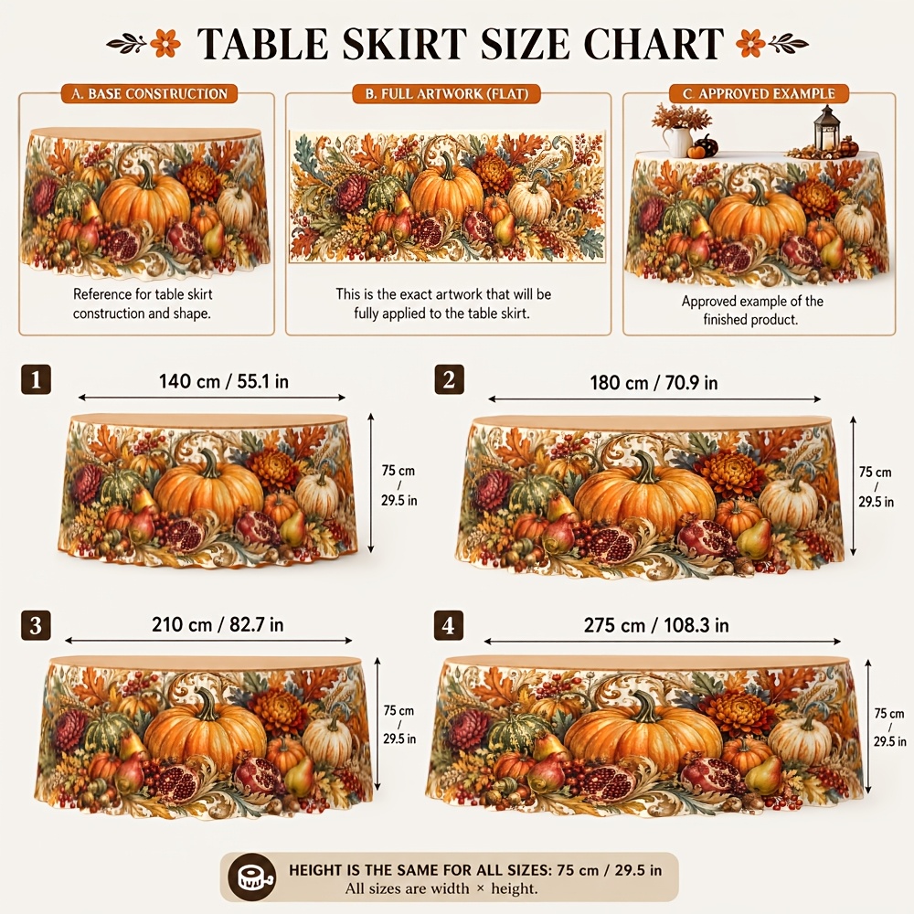 TEMU Tablecover Tableskirt 1pc Floral Print For Thanksgiving Dinner Kitchen Decor Dining Room Party Table Setting Fall Season Event Decoration