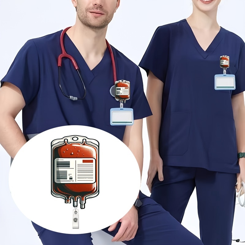 1pc Blood Bag Reel Holder Retractable with ID Clip for Nurse Nursing Name Tag Card Heart Anatomy Nursing Doctor Rn LPN Medical Assistant Random