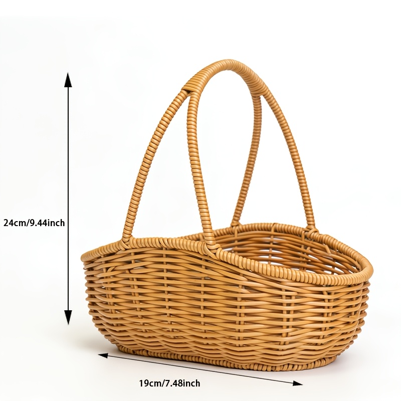 Image of Hand-woven Handbag Flower Basket -shaped Irregular Creative Picnic Handbag Storage Basket Outdoor Picking Outdoor Shopping Basket Non-food Direct Contact