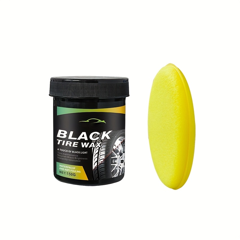 TEMU Premium Tire Dressing For Car Interiors, Featuring A Black Finish. This Long-lasting Paste Provides Uv Protection And Comes With An Applicator Pad, Ensuring No Sling Or Grease.