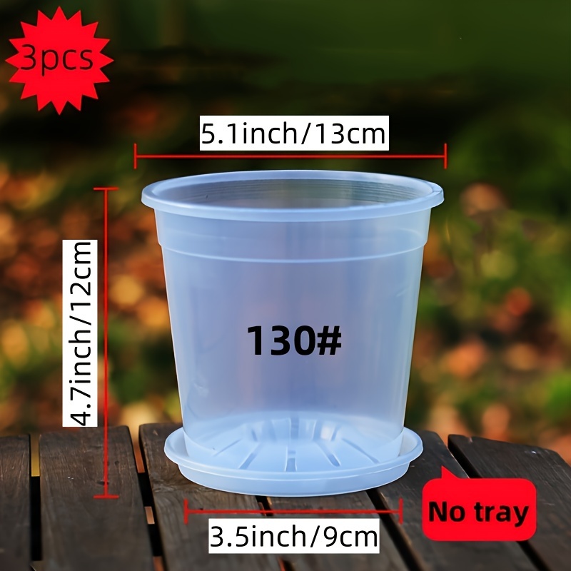 3pcs Transparent Nursery Pots, Plastic Seedling Pots With Drainage Holes, Transparent Nursery Pot Pack, Plastic Flower Pots For Seedlings And Seed Starting Gardening Gift,home Decor