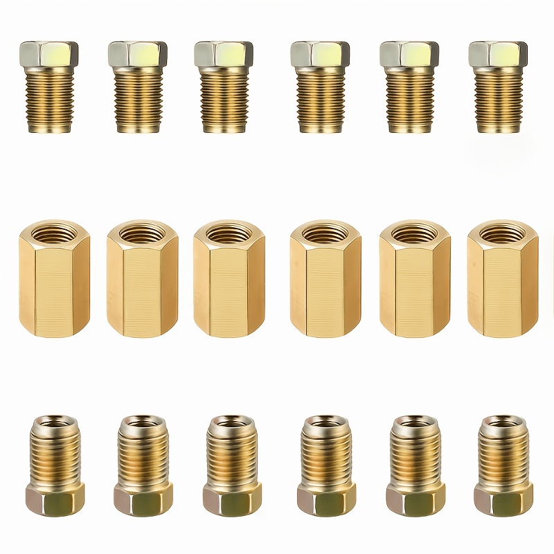 TEMU Brake Pipe Fittings Set, 6 Unions And 12 3/16