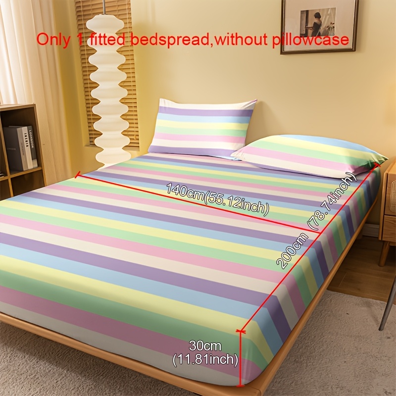 TEMU 1 drap-housse rayé brossé, drap de lit et confortable, housse de protection pour matelas, pour chambre à coucher, chambre , avec poche profonde,