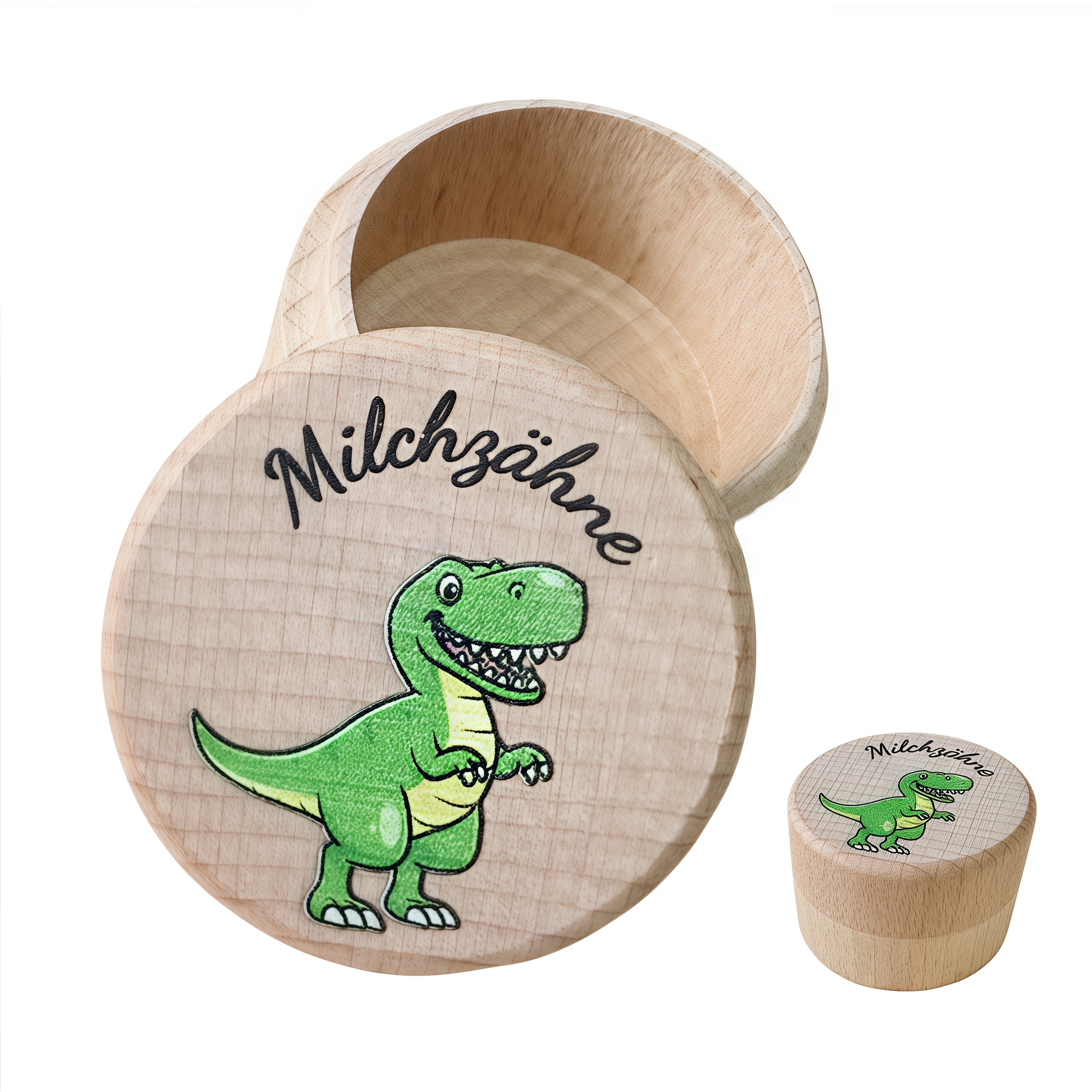 E-shop 1 Stück Holz Dinosaurier -Box – Holz Zahn- Haarsammler, Erinnerungsbox für verlorene Zähne & Haare, Andenken für Zahn- Haarsammlung
