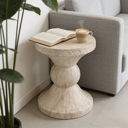 item picture a marble textured side table with exquisite suitable for garden decoration casual side table coffee table tea table or plant stand dimensions 42cm high 36 5cm long 36 5cm wide