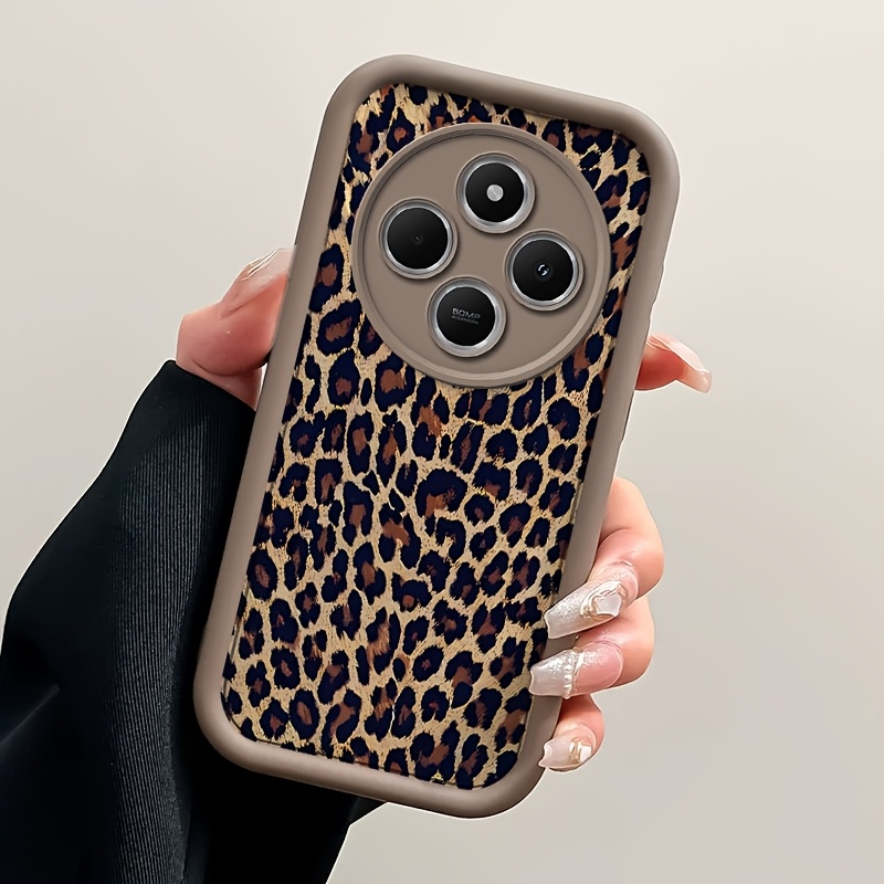 TEMU Vintage Leopard Pattern Phone Case For Redmi 14c, Flexible Tpu Shock-resistant Full Protection Back Cover For Mobile Devices