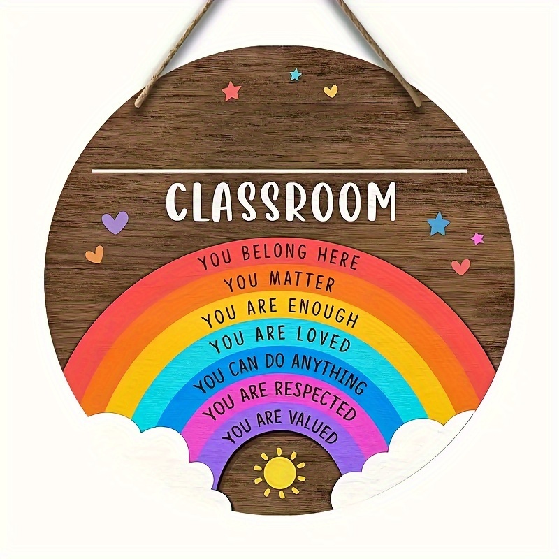 

1pc Wooden , Round Teacher Plaque , For Decor, Hanging, Teacher , No Needed