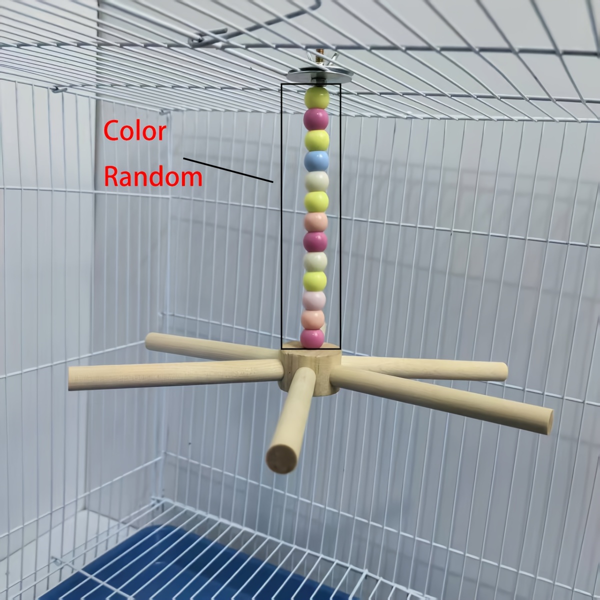 TEMU 1pc Colorful Hanging Parrot Toy. 360-degree Rotation, Birdcage Accessory. Interactive Toy, , Beads With Random Colors