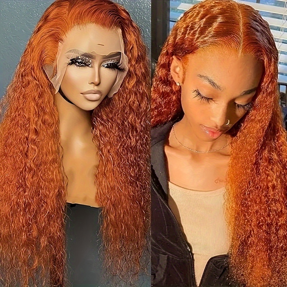 Synthetic Ginger 13x3.5 Lace Front Wigs For Women For Synthetic Lace Front Wigs 180 Density Jerry Curly Orange Heat Resistant Hair Replacement Wig For Daily Party Use