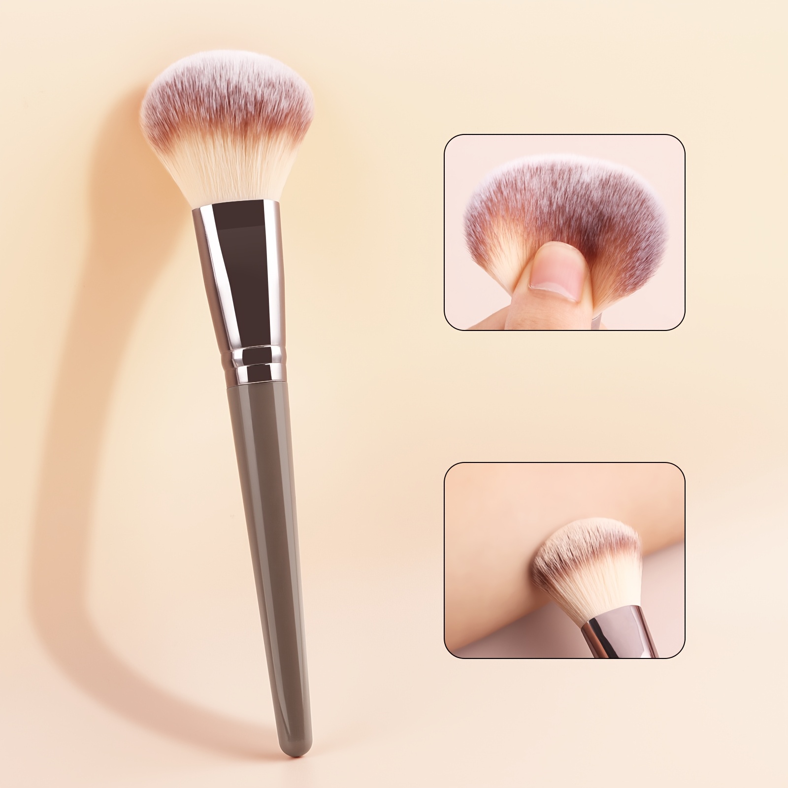 Luxurious Large Powder Brush With Soft, Fluffy Nylon Bristles - Non-absorbent, Portable Blush Brush For Types, Abs Handle - Ideal For Makeup Application