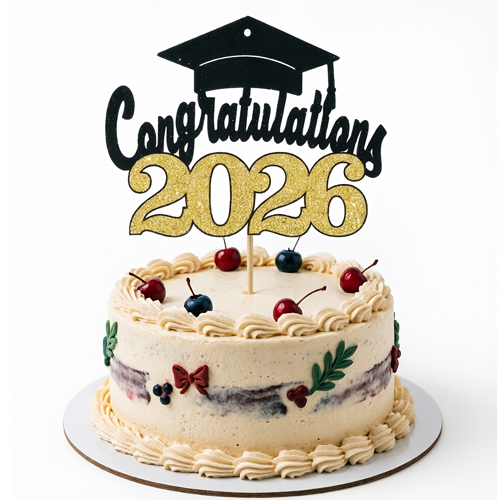 1pc 2026 Congrats Cake Topper, Congrats 2026 Graduate Party Decorations Supplies, High School Graduation, College Graduate Cake Decoration