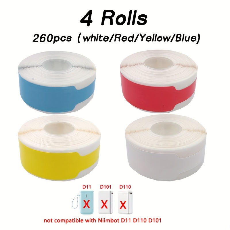 Image of 4 Rolls/260pcs Aive Thermal Cable Labels Compatible For /p15/p12/l11, Scratch & Sticker Suitable For Cable Organizers, Wire Markers, Thermal Label Maker Printouts