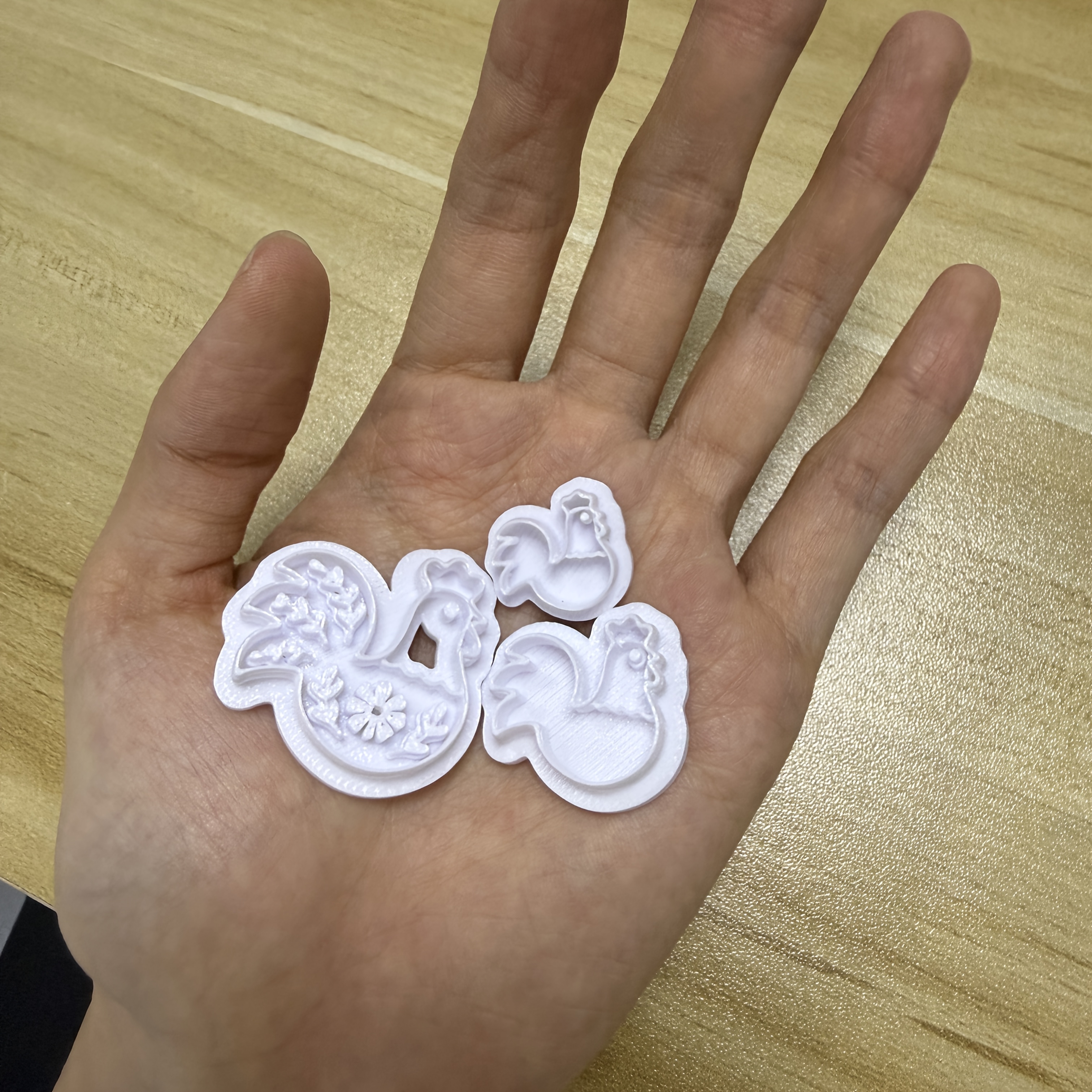 TEMU 3pcs Set Handmade Polymer Clay Jewelry Special Molds Relief Pattern Chicken Earring Jewelry Cutting Tools