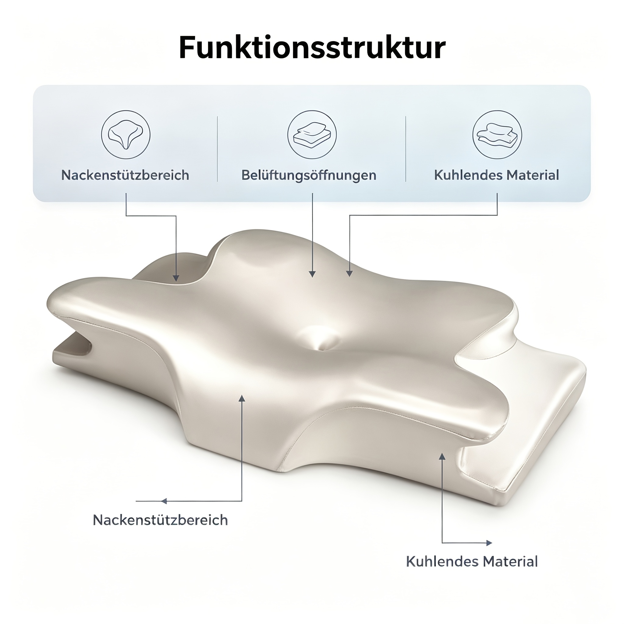 Image of Cooling Pillow, Ergonomic Contour Foam Pillow, Cooling Breathable Cover Curved Bed Pillow For Multi-position Sleepers ( In A Range Of Colors)