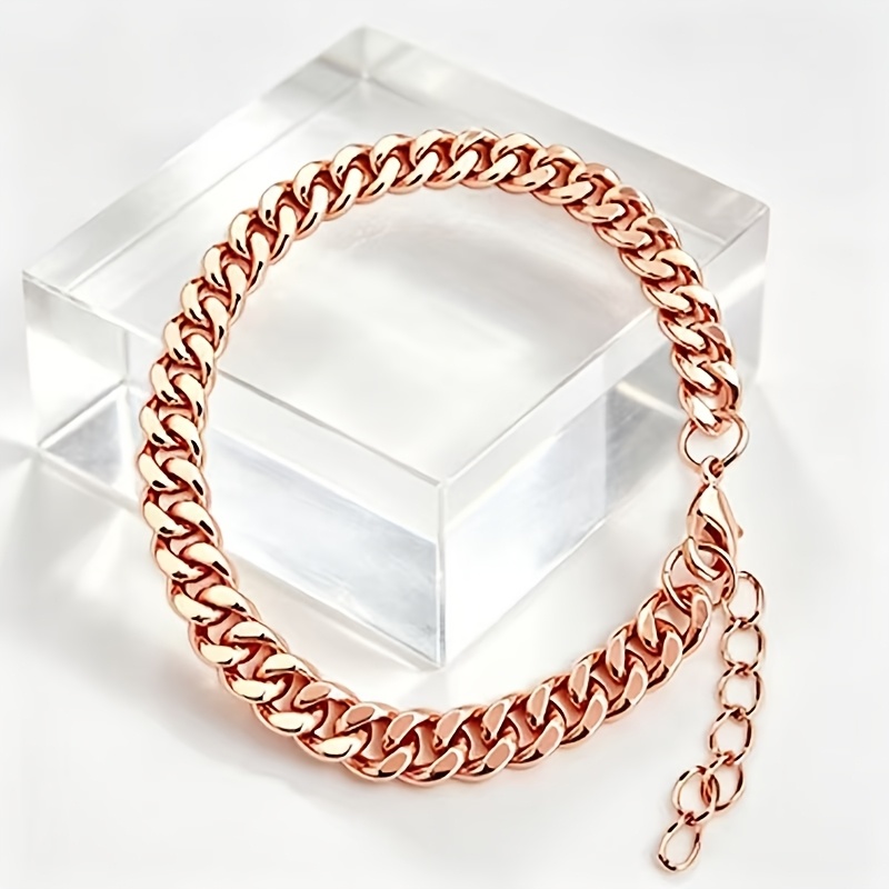 Unisex Rose Gold Plated Cuban Lock Bracelet — Adjustable Gift