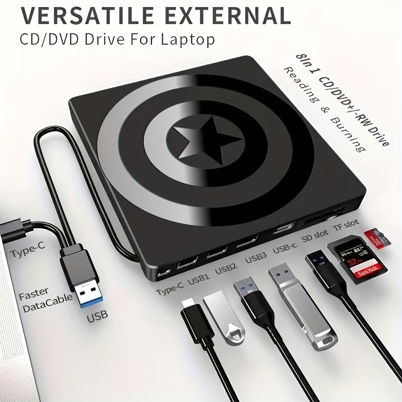 

Graveur DVD Portable USB & -C - , Mac - Lise CD, DVD, VCD - Ordinateurs de , Ordinateurs Portables,