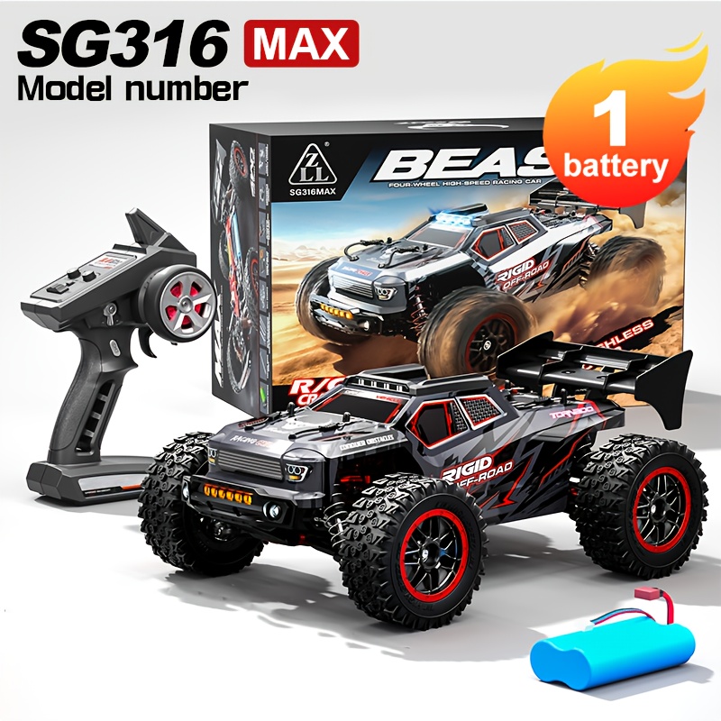 E-shop 1/16 SG316 MAX Bürstenloser Motor RC Auto - 80 km/h Höchstgeschwindigkeit Elektrisches Offroad RC Truck, 4WD Drift Rennsteuerungsauto mit Motor,