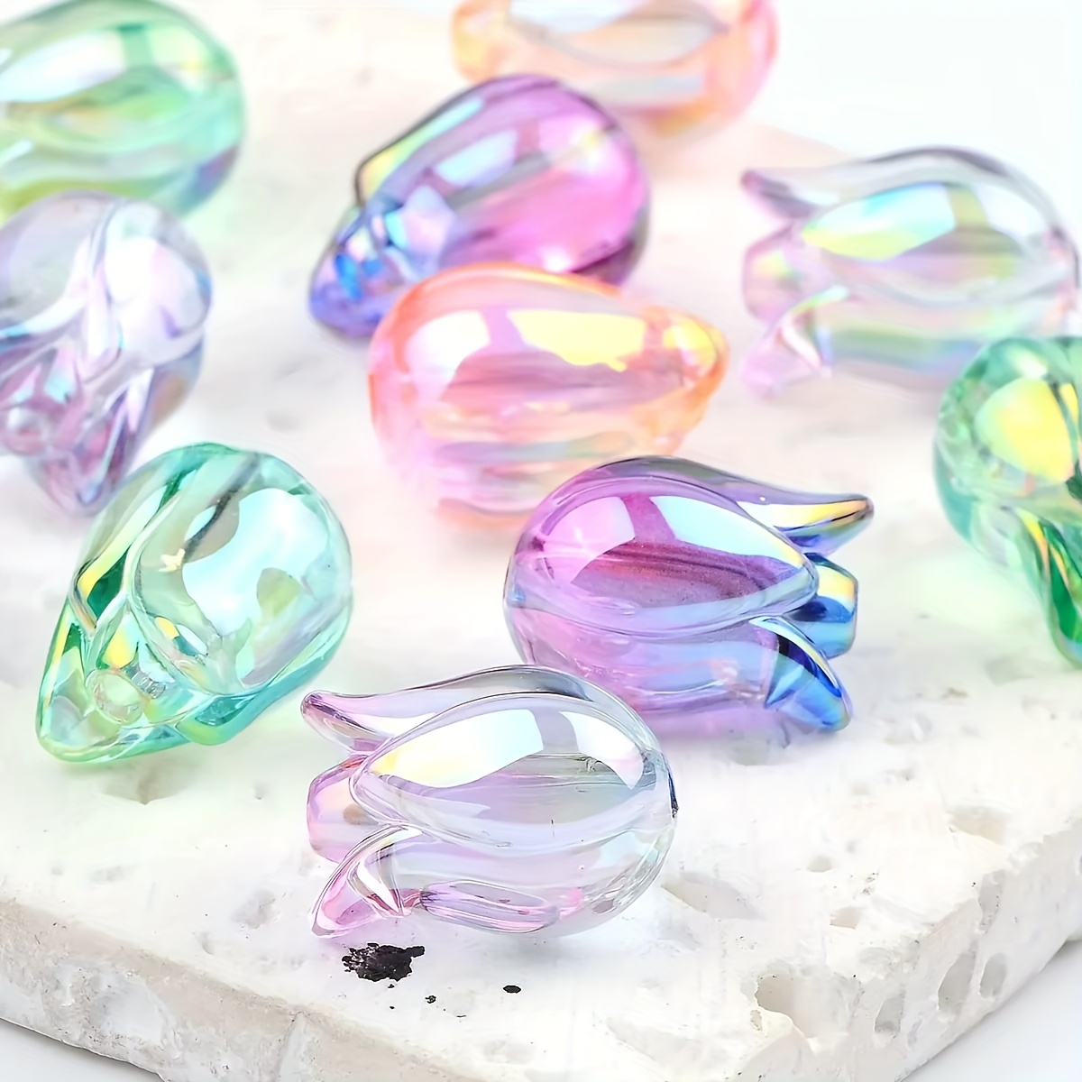 20 peças de miçangas de   transparentes sortidas, miçangas de flor de acrílico para pulseira, acessórios para corrente de celular