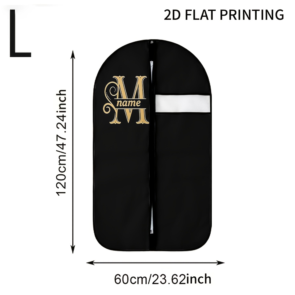 TEMU Custom Name Dress Hanger Bag, Personalized English Letter Name Garment Protection Bag, Suitable For Suit, Coat, Wedding Dress Storage Cover,