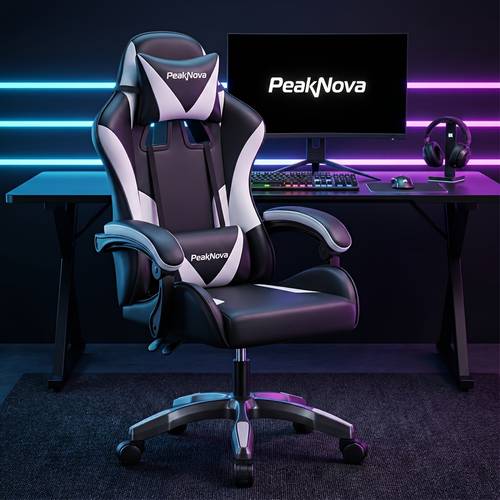 scaun gaming ergonomic cu încărcare mare, design color blocking elegant, spătar reglabil la 135°, cadru , perfect pentru muncă și distracție