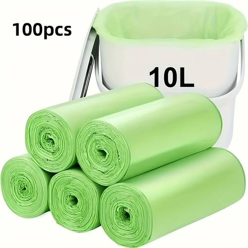 100 pack household garbage bags rolls 4 5 gallons 20 thicker leak proof green 10 garbage bags garbage bags large garbage bags bags wheeled liners