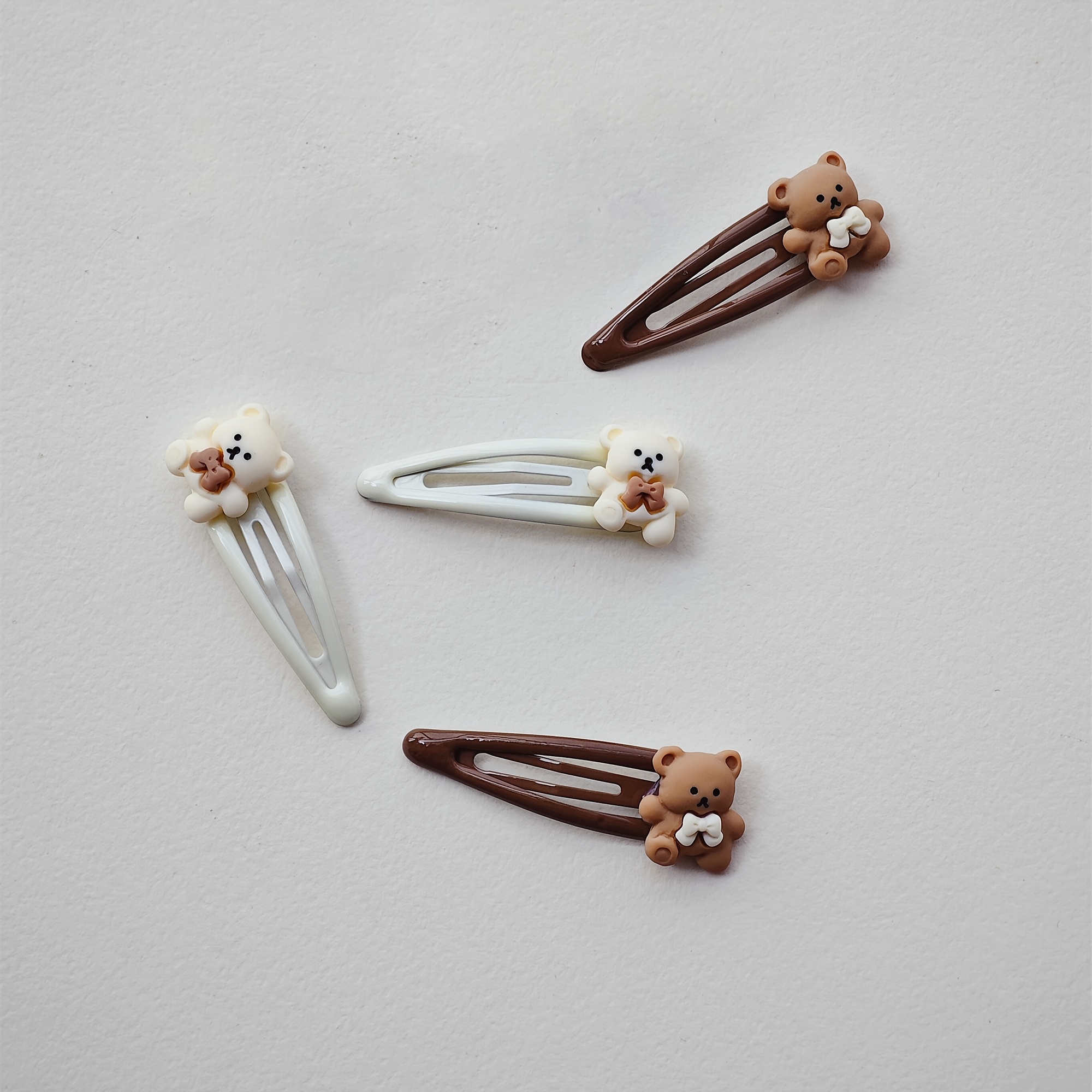 4pcs Cartoon Bear Resin Handmade Hair Clip Bb Clip Creative Gift