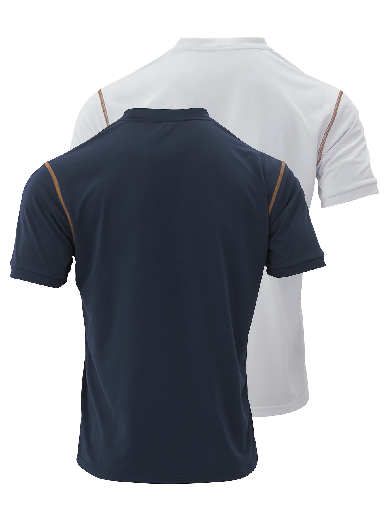 Conjunto de duas peças casual para homem, camiseta, camiseta de manga curta com decote em V e detalhes de botão, camiseta desportiva ajustada.