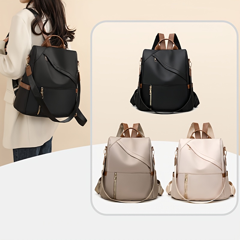 Moqueta de Mujer con Gran Capacidad Antirrobo - Bolso Convertible con Cierre Seguro, Correa Ajustable para el Hombro - Mochila Ligera de Nylon para Viajes, Trabajo y Uso Diario - Disponible en , Beige, Gris Claro - Bolso Minimalista, Versátil y Duradero
