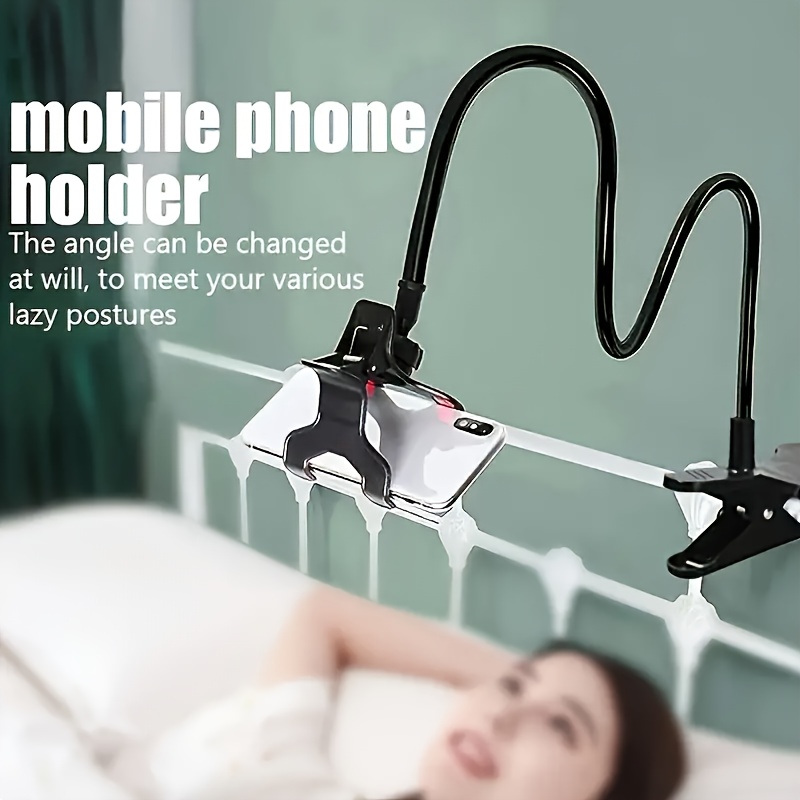 

Adjustable Mobile Phone Holder Stand With Flexible Gooseneck And Clamp, Abs Material, Waterproof, For Bed Desk Live Streaming - 1pc/2pcs