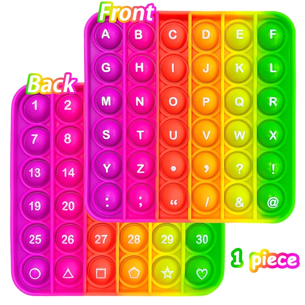 1pc Square Front Letters Back Numbers Learning Toys, Abc Alphabet Chart Teaching Mat, Math Counting Games, Push Bubbles Sensory Educational Fidget Toy Manipulatives For Classroom Teachers Kids