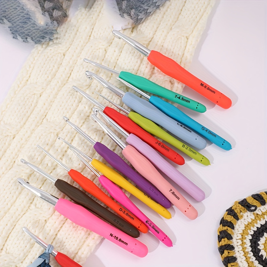 

1/12/14 Pieces Soft Handle Colorful Crochet Hooks, 2-10mm Large Size Needles, , Colorful Soft Handle, Suitable For Diy Knitting And Sweater Making