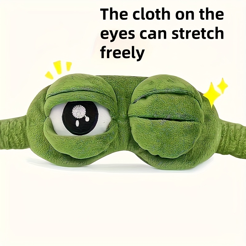 TEMU 1pc Cute Frog Cartoon Sleep Mask, Soft Stretchable Eye Cover For Napping, Travel & Rest, No Power Or Batteries Needed, Unscented, Soothing, Suitable For Types, Artificial Color Free