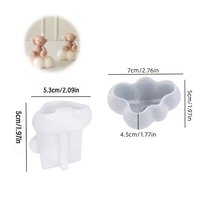 TEMU Set : Stampo in silicone a forma di orso che e nuvola per candele, argilla e lavoretti ( per baby shower)