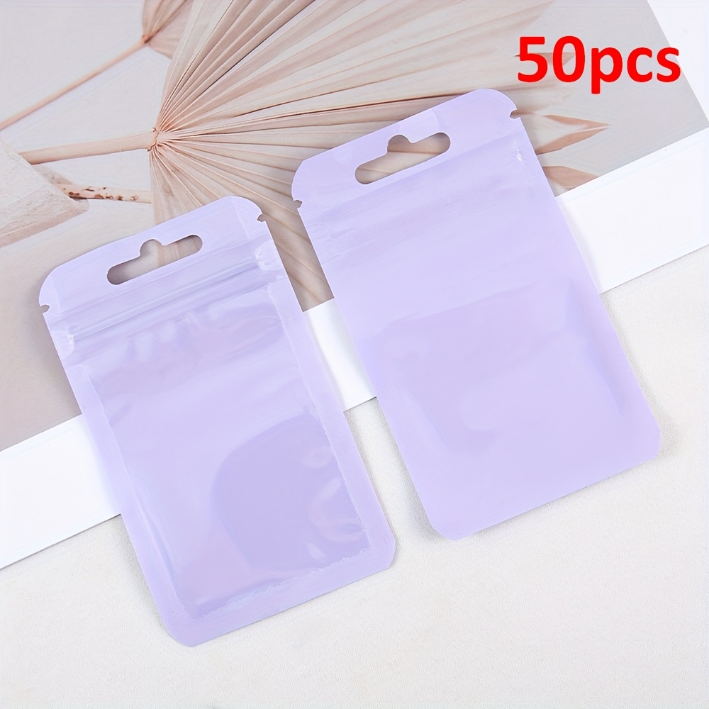 TEMU 50pcs Mingxuan Macaron Color Resealable Plastic Bags With Transparent Window - Jewelry Gift Packaging For Necklaces, Earrings, Trinkets - Pastel