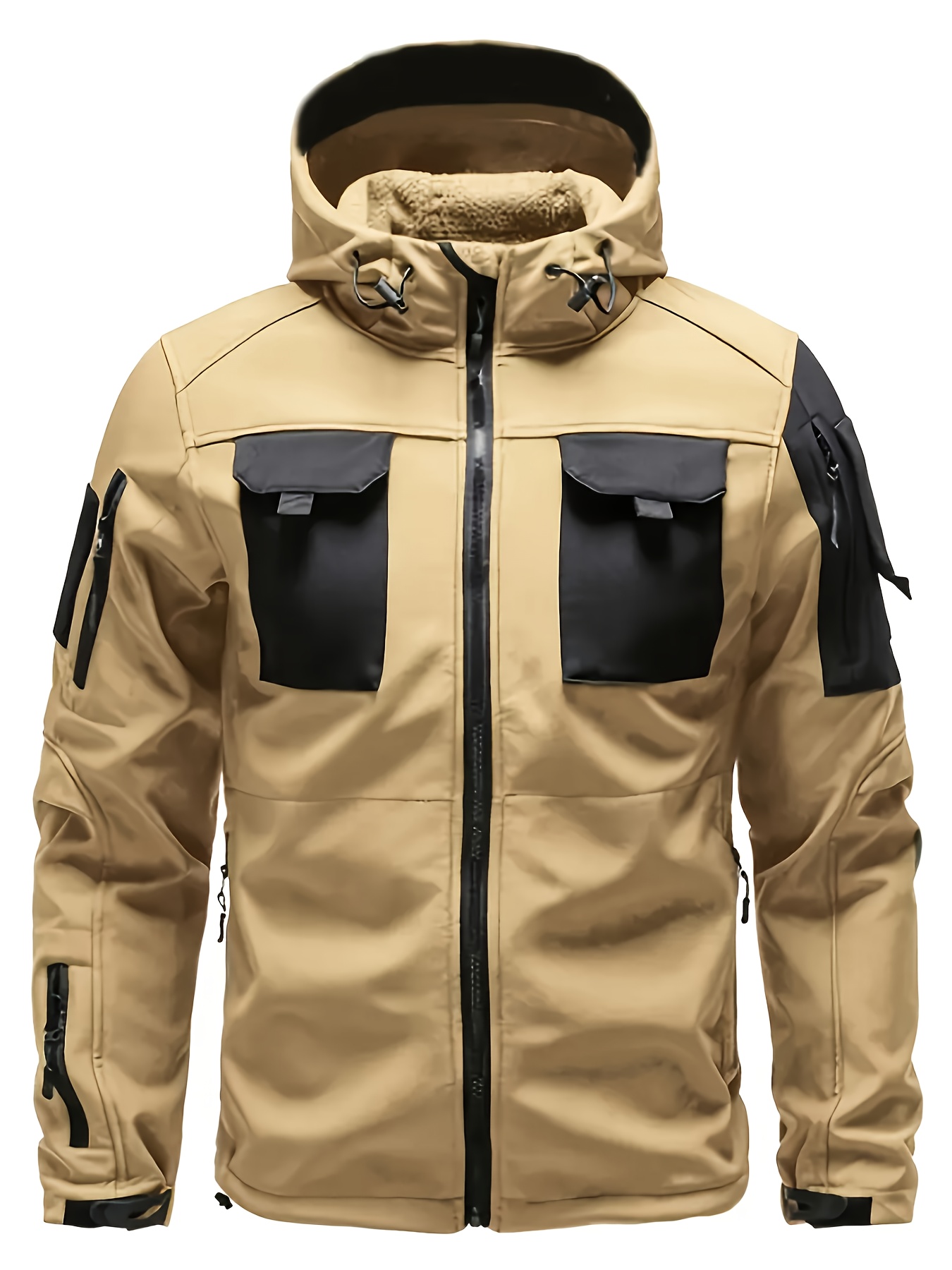 Men's Tactical Fleece Hooded Soft Shell Jacket & Overalls Set